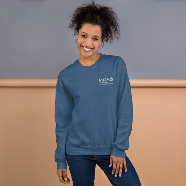 Unisex Crew Neck Sweatshirt Indigo Blue Front 66e2051a89fbc.jpg